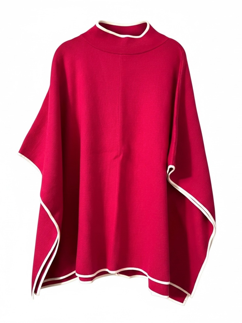 Talbots Fuchsia Poncho with Cream Trim